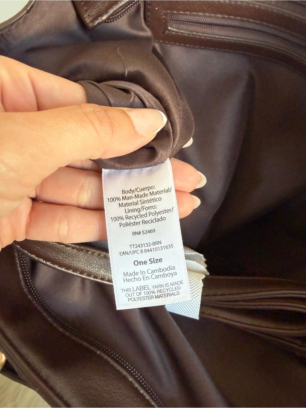 Classic Brown Drawstring Tote Bag - Picture 4 of 9